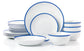 St Ives Stripe Porcelain Dinnerware Set - Blue, 16 Pieces