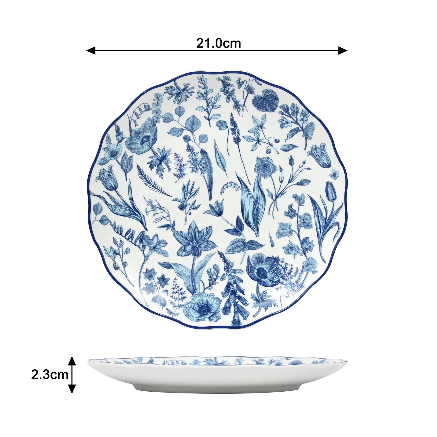 Blue Floral Porcelain Dinnerware Set, 16 Pieces