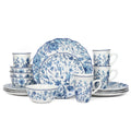 Waterside 16pc Blue Floral Porcelain Dinnerware Set
