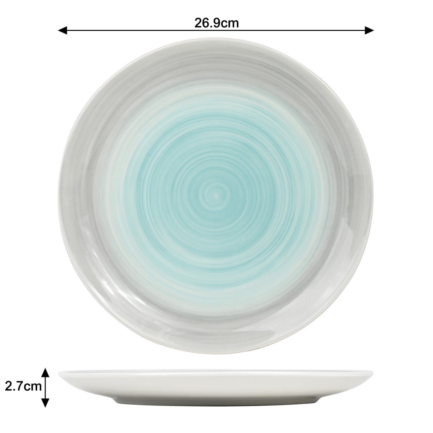 Spinwash Blue & Grey Porcelain Dinnerware Set, 24 Pieces