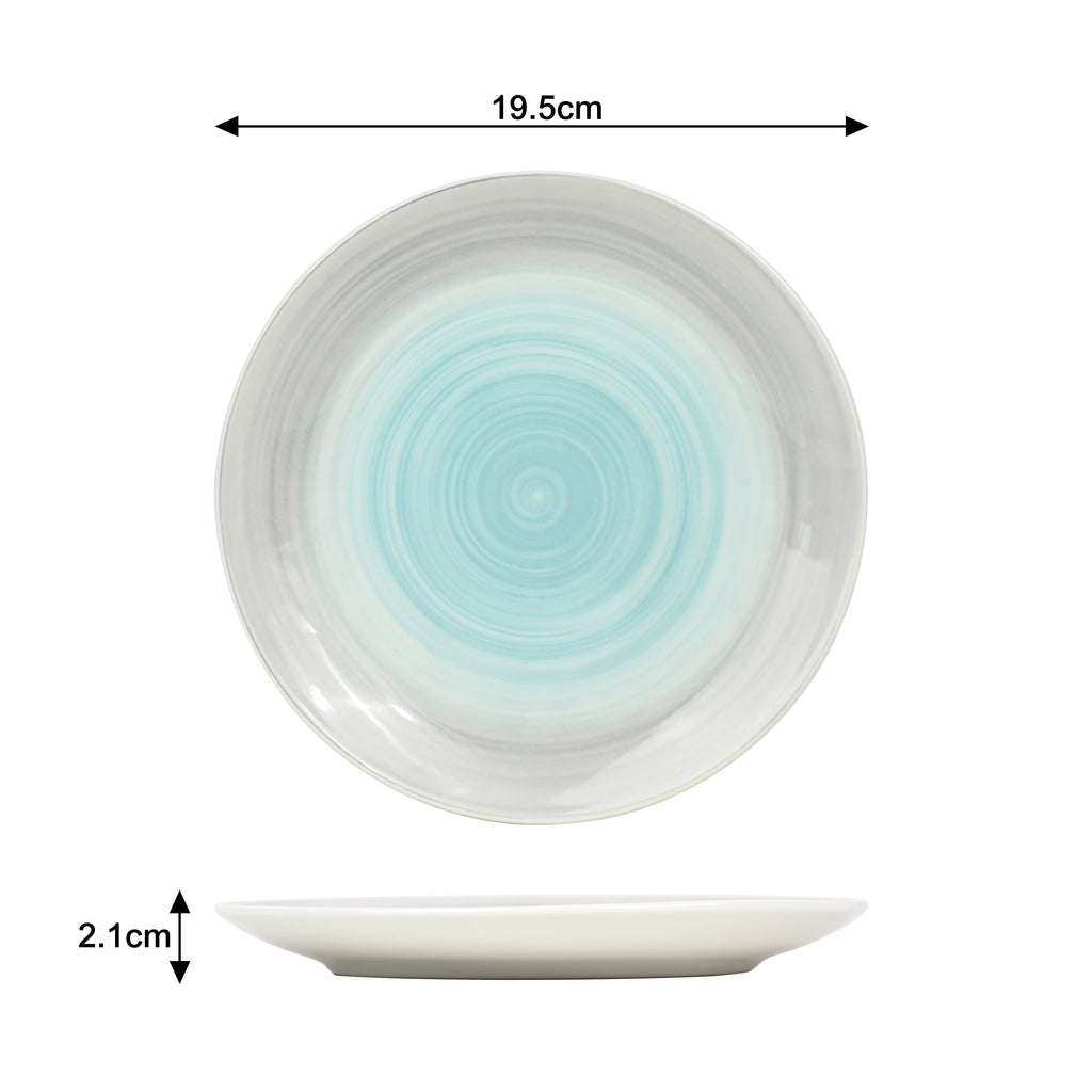 Waterside 24pc Spinwash Blue & Grey Porcelain Dinnerware Set