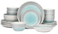 Spinwash Blue & Grey Porcelain Dinnerware Set, 24 Pieces