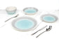 Spinwash Blue & Grey Porcelain Dinnerware Set, 24 Pieces