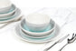 Spinwash Blue & Grey Porcelain Dinnerware Set, 24 Pieces