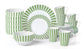 Green Split Stripe Porcelain Dinnerware Set, 24 Pieces