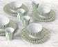 Green Split Stripe Porcelain Dinnerware Set, 24 Pieces