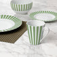 Green Split Stripe Porcelain Dinnerware Set, 24 Pieces