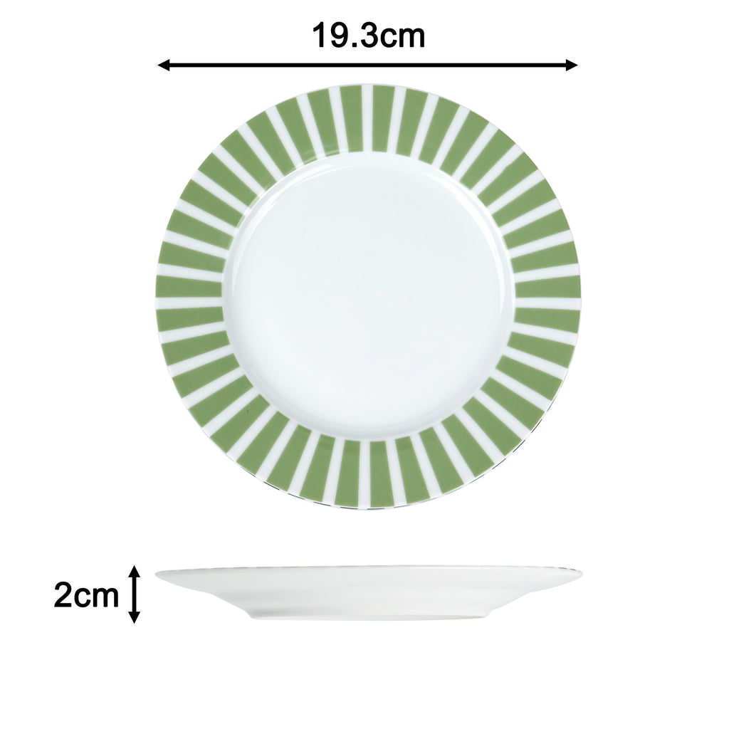 Waterside 24pc Green Split Stripe Porcelain Dinnerware Set