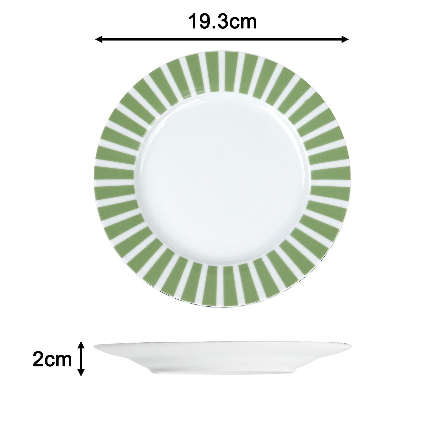 Green Split Stripe Porcelain Dinnerware Set, 24 Pieces