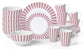 Pastel Pink Split Stripe Porcelain Dinnerware Set, 24 Pieces