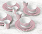 Pastel Pink Split Stripe Porcelain Dinnerware Set, 24 Pieces