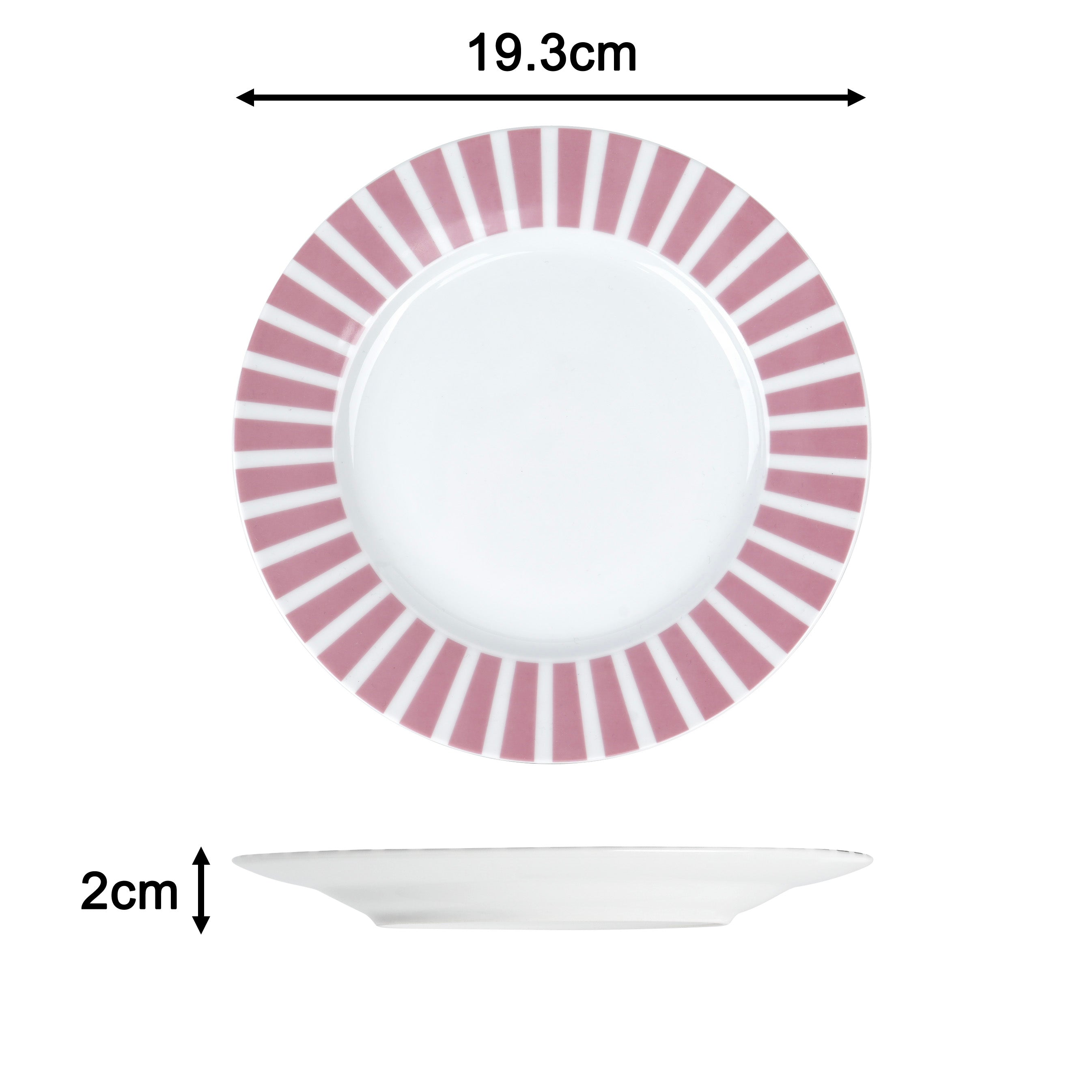 Waterside 24pc Pastel Pink Split Stripe Porcelain Dinnerware Set