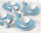 Soft Blue Split Stripe Porcelain Dinnerware Set, 24 Pieces