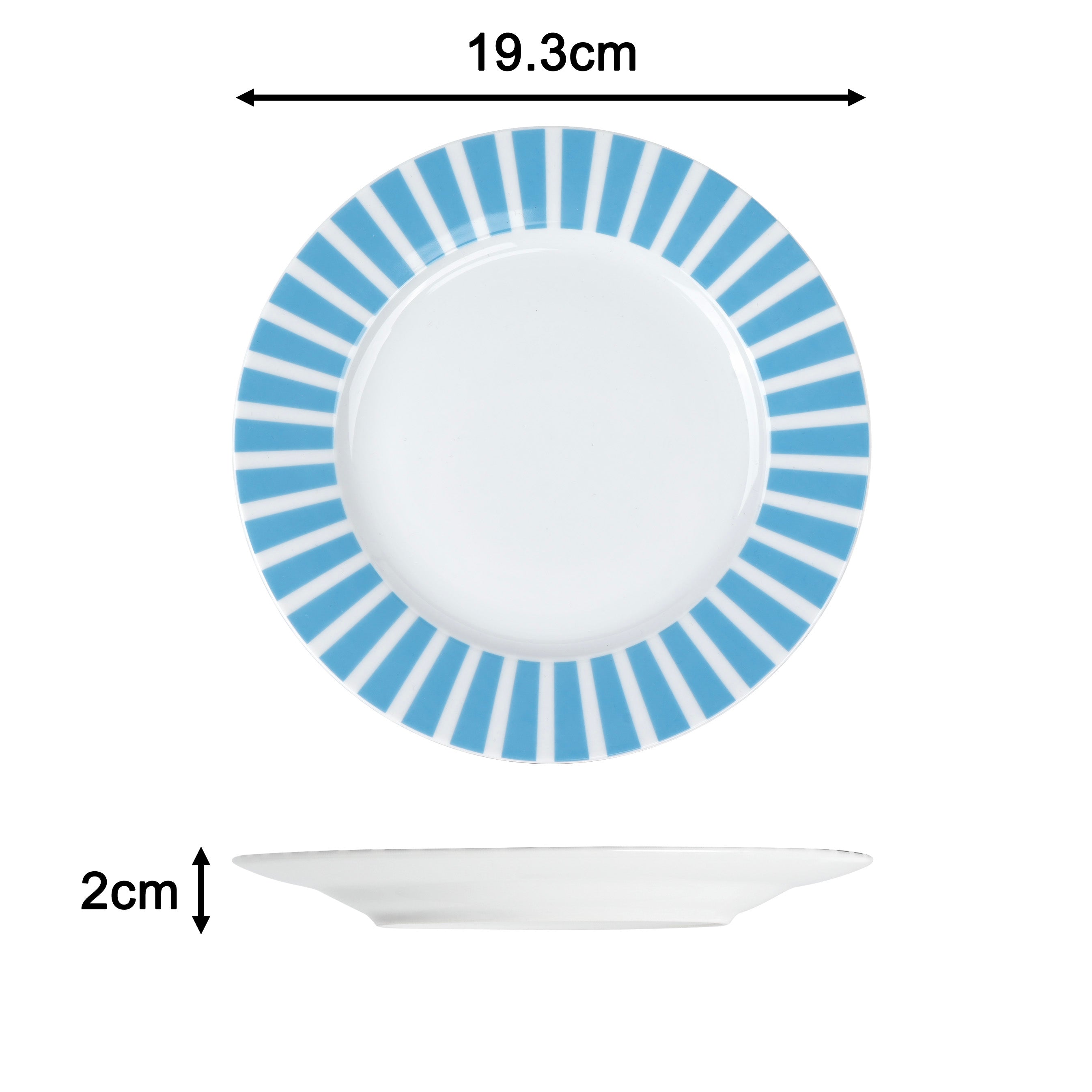 Waterside 24pc Soft Blue Split Stripe Porcelain Dinnerware Set