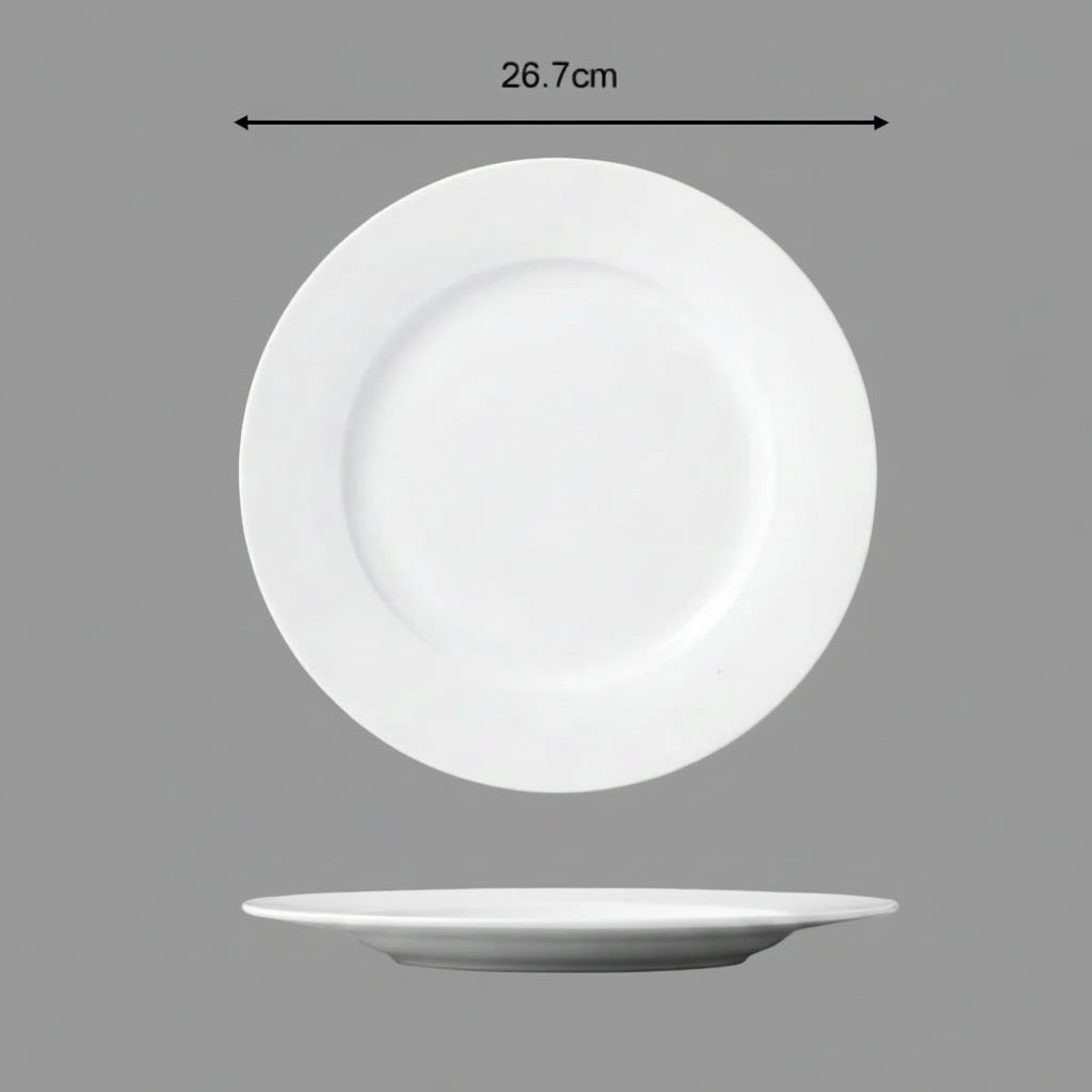 Waterside 18pc White RIM Porcelain Dinnerware Set; 6 Dinner Plates, Side Plates & Bowls (video attached)