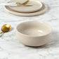 2tone (Matt & Shiny) Stone & Cream Stoneware Dinnerware Set, 12 Pieces