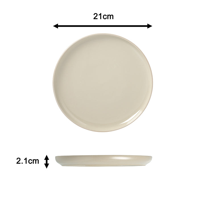 2tone (Matt & Shiny) Stone & Cream Stoneware Dinnerware Set, 12 Pieces