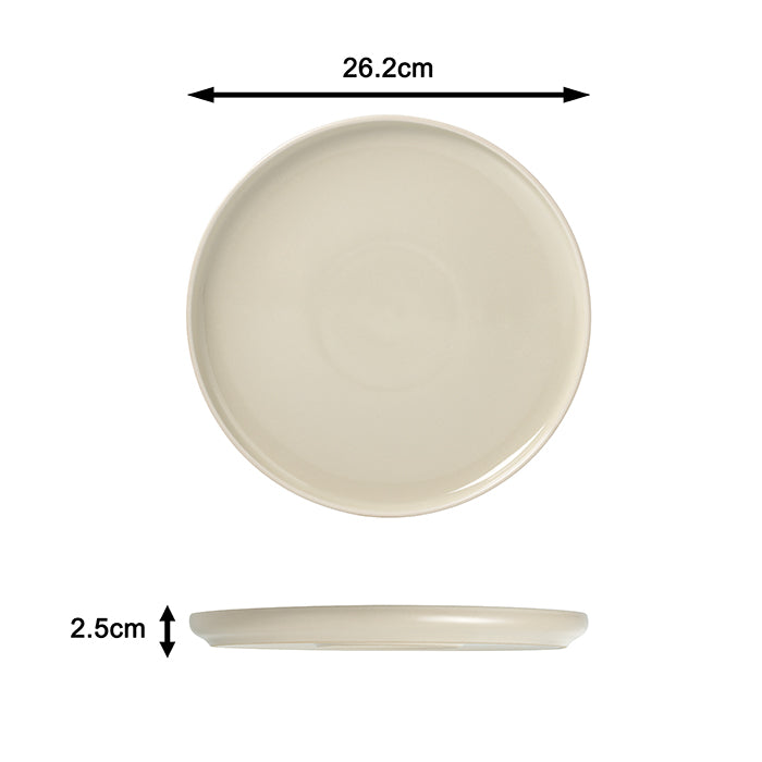 2tone (Matt & Shiny) Stone & Cream Stoneware Dinnerware Set, 12 Pieces