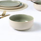 2tone (Matt & Shiny) Green & Cream Stoneware Dinnerware Set, 12 Pieces