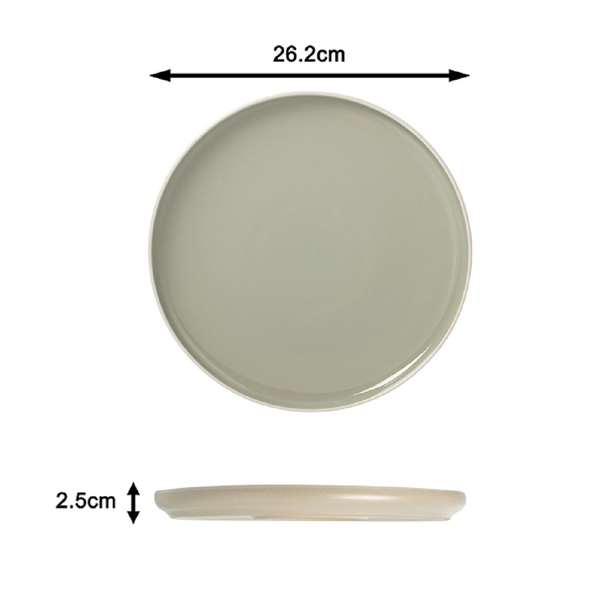 2tone (Matt & Shiny) Green & Cream Stoneware Dinnerware Set, 12 Pieces