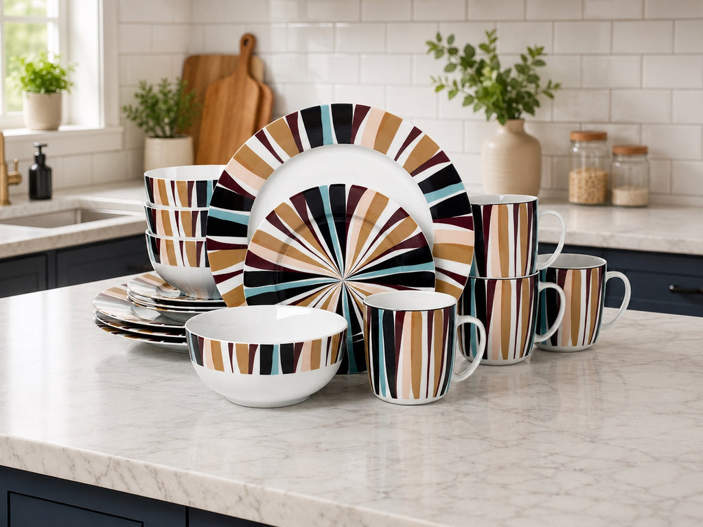Waterside 16pc Savannah Porcelain Dinnerware Set (video attached)