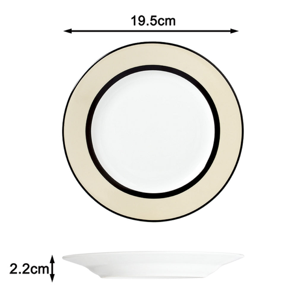 Waterside 12pc Cream Band Porcelain Dinnerware Set (video attached)