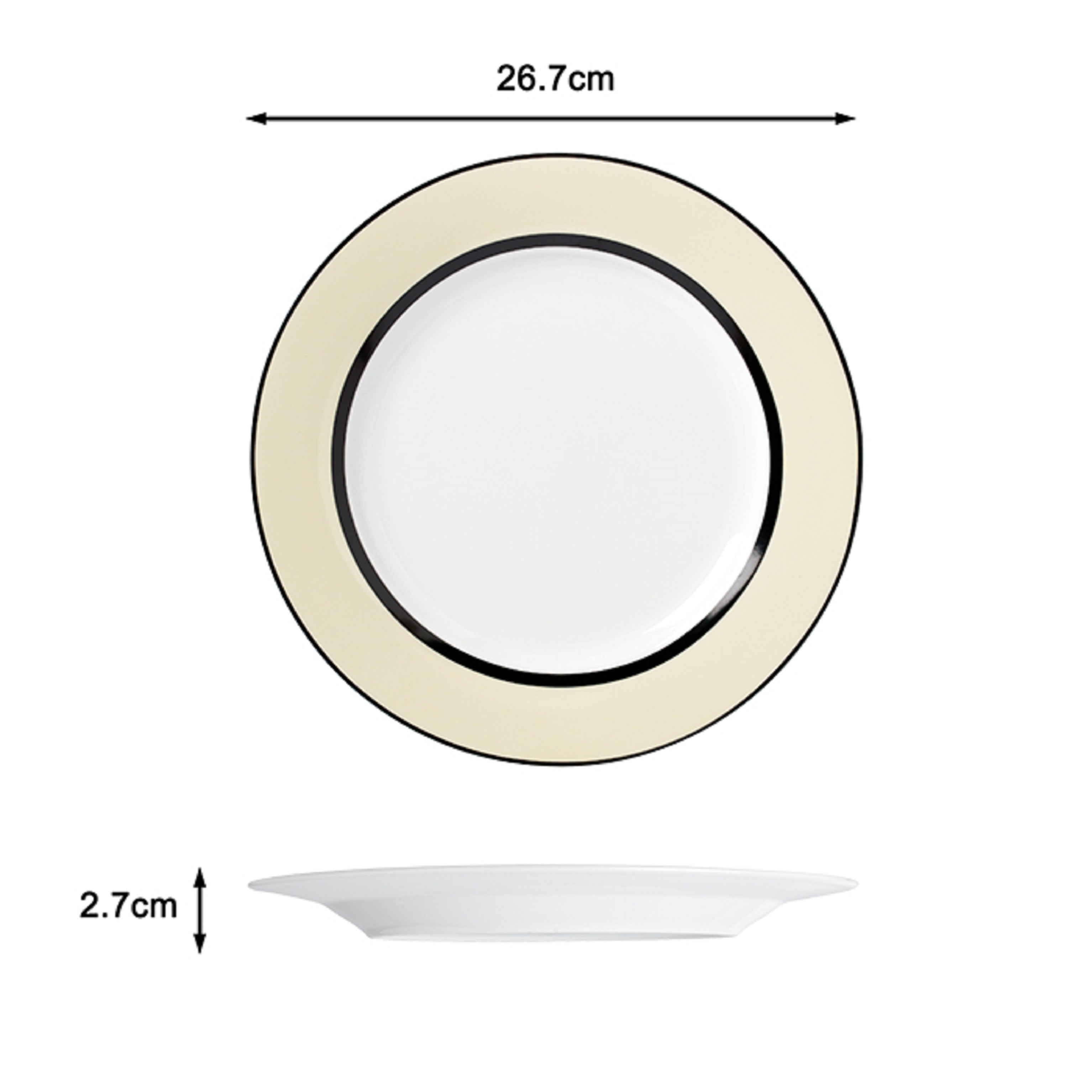 Waterside 12pc Cream Band Porcelain Dinnerware Set (video attached)