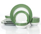 Belmont Green Stripe Porcelain Dinnerware Set, 12 Pieces