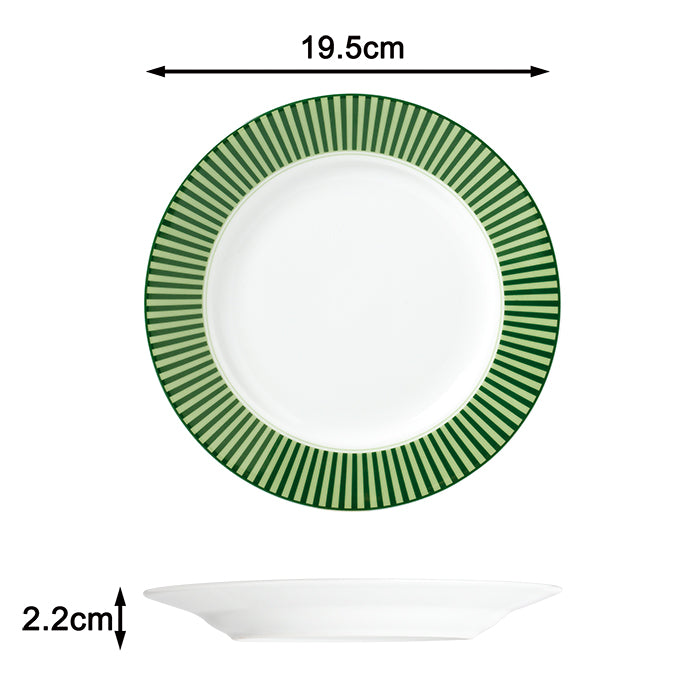 Waterside 12pc Belmont Green Stripe Porcelain Dinnerware Set (video attached)