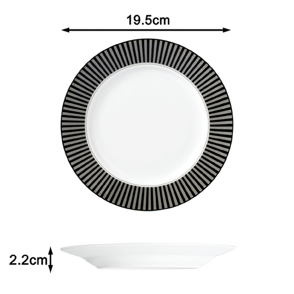 Waterside 12pc Black Stripe Porcelain Dinnerware Set (video attached)