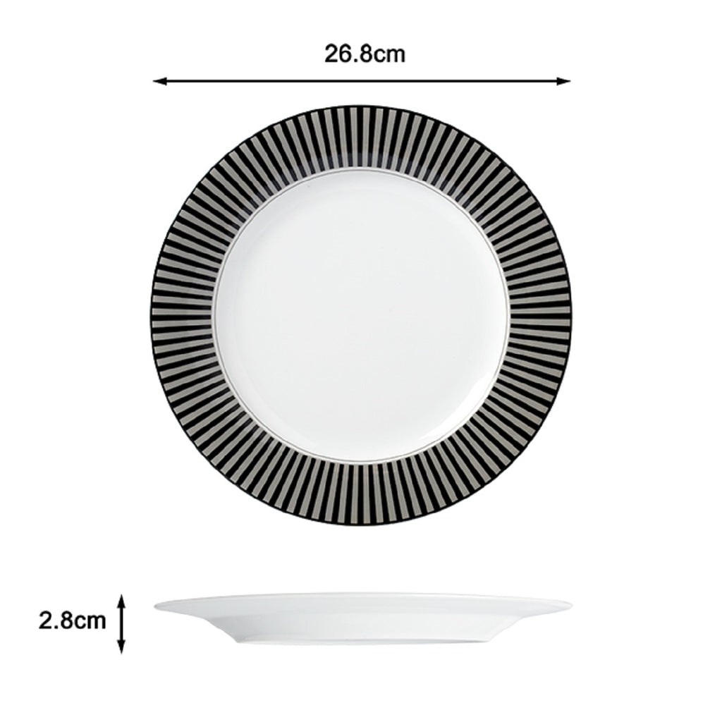 Waterside 12pc Black Stripe Porcelain Dinnerware Set (video attached)