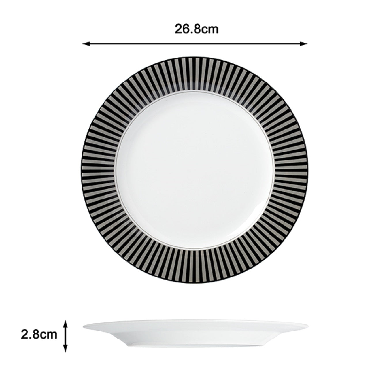 Waterside 12pc Black Stripe Porcelain Dinnerware Set (video attached)
