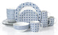 Blue Geo Porcelain Dinnerware Set, 16 Pieces