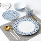 Blue Geo Porcelain Dinnerware Set, 16 Pieces