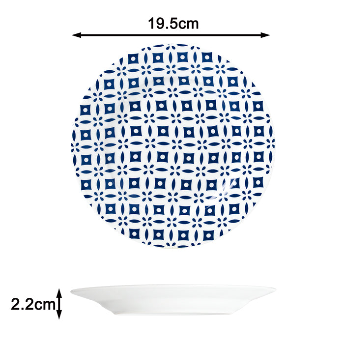 Blue Geo Porcelain Dinnerware Set, 16 Pieces