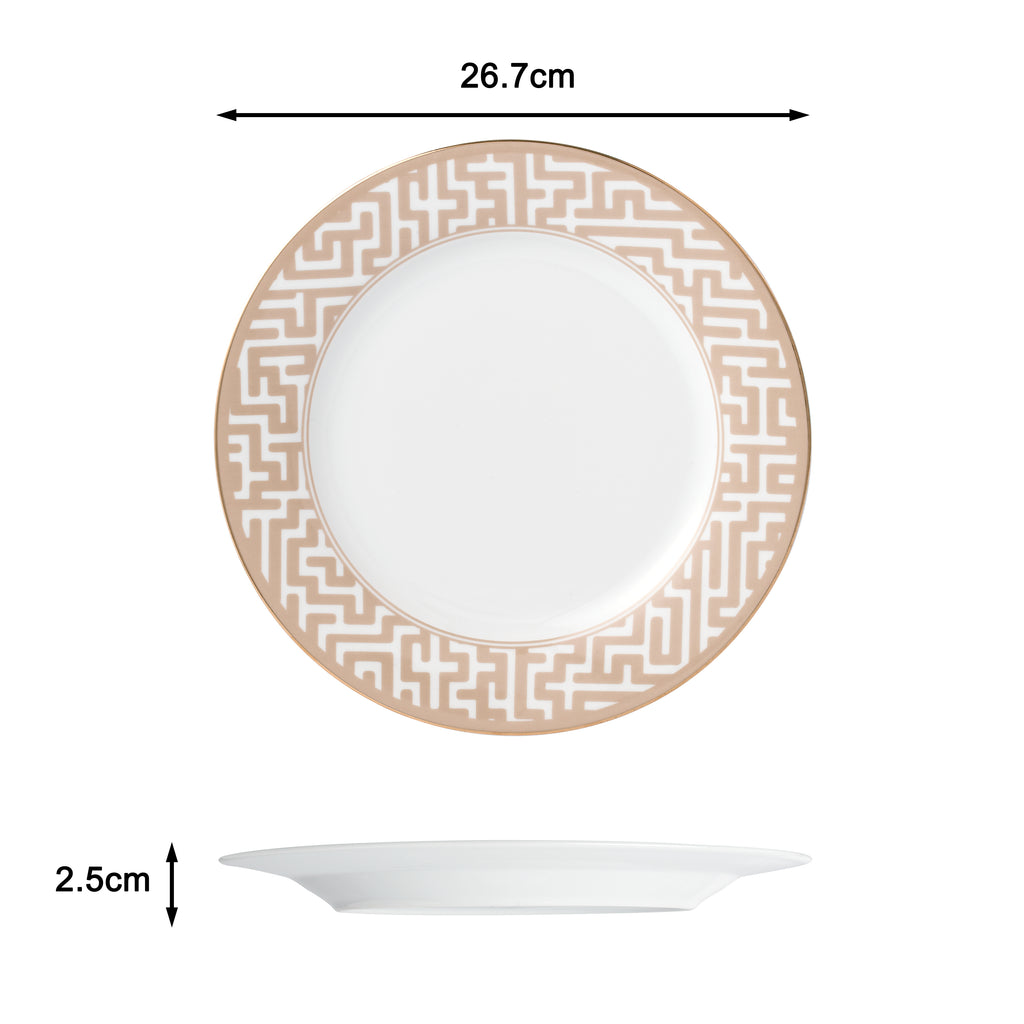 Waterside 20pc Mosaic Cream & Gold Porcelain Dinnerware (video attached)