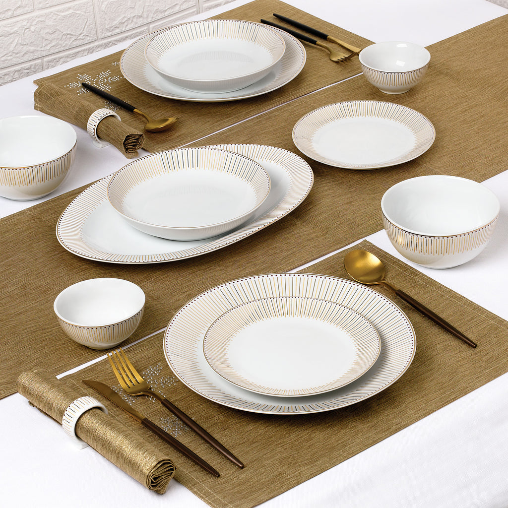 50pc Waterside GOLD Radiance Porcelain Dinnerware Set (video attached)