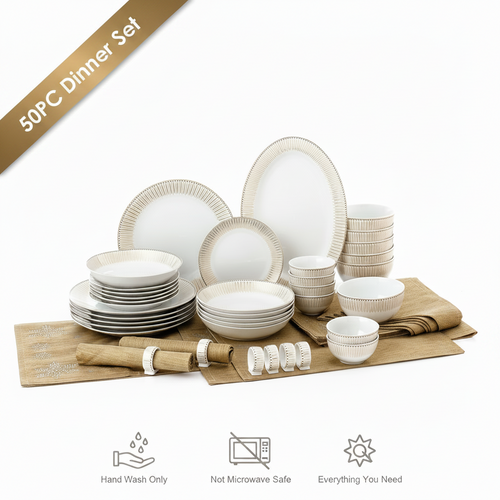 50pc Waterside GOLD Radiance Porcelain Dinnerware Set (video attached)