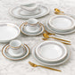 Gold Swirl Xmas Porcelain Dinnerware, 35 Pieces