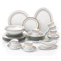 35pc Waterside Gold Swirl Porcelain Dinnerware Set (video attached)