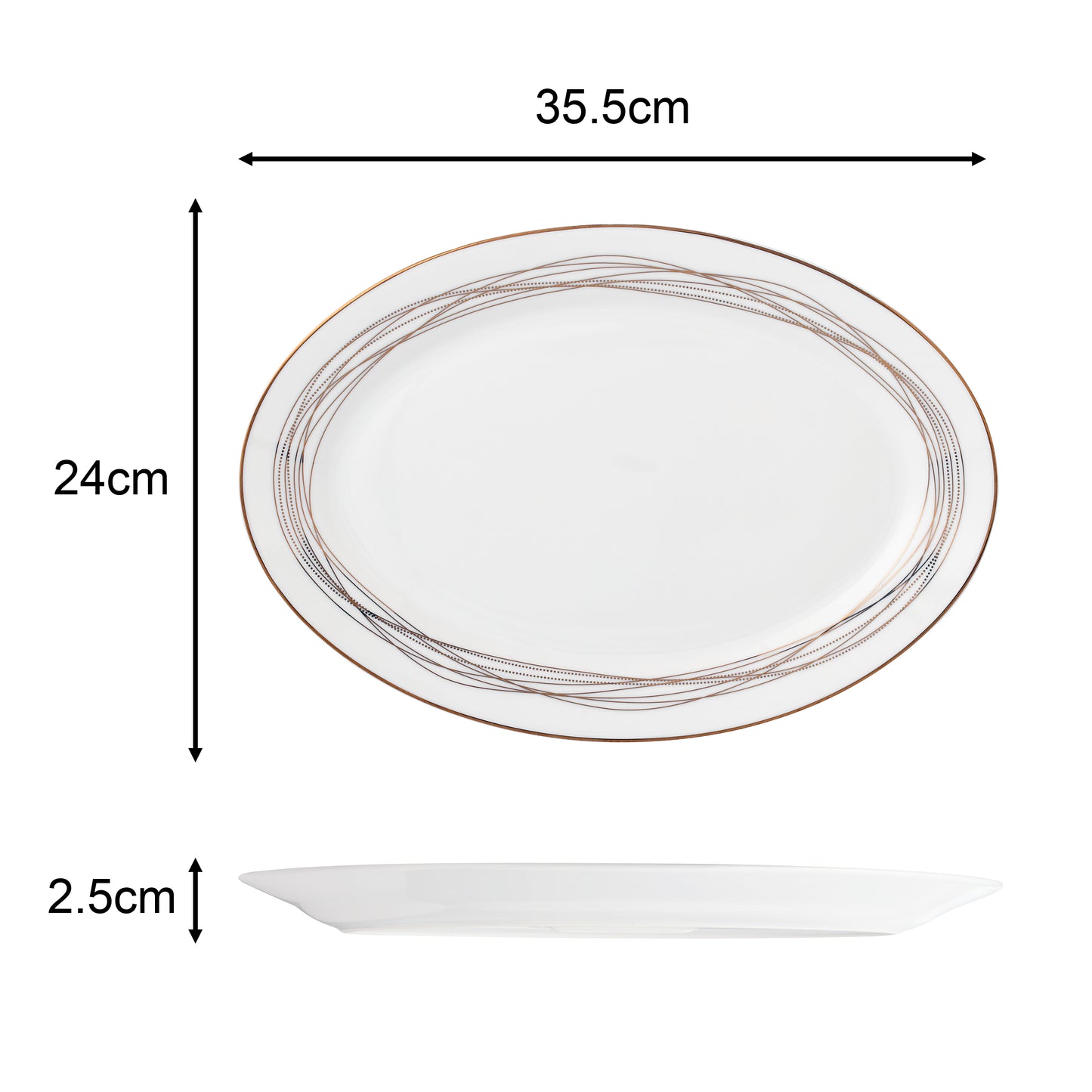 Gold Swirl Xmas Porcelain Dinnerware, 35 Pieces