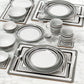 Grey Brompton Combination Tableware Set; Porcelain, Placemats and Cutlery, 80 Pieces
