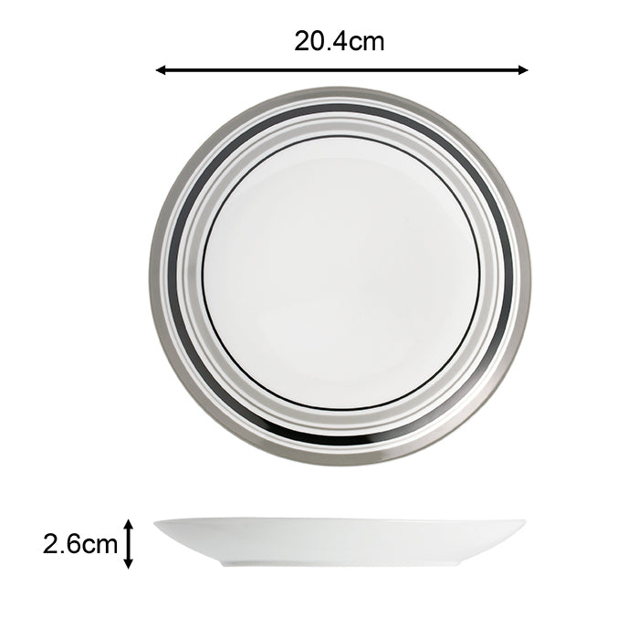 Grey Brompton Combination Tableware Set; Porcelain, Placemats and Cutlery, 80 Pieces