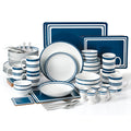 80pc Waterside Blue Bistro Combination Tableware Set; Porcelain, Placemats and Cutlery