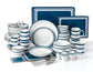 Blue Bistro Combination Tableware Set; Porcelain, Placemats and Cutlery, 80 Pieces
