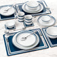 Blue Bistro Combination Tableware Set; Porcelain, Placemats and Cutlery, 80 Pieces