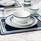 Blue Bistro Combination Tableware Set; Porcelain, Placemats and Cutlery, 80 Pieces