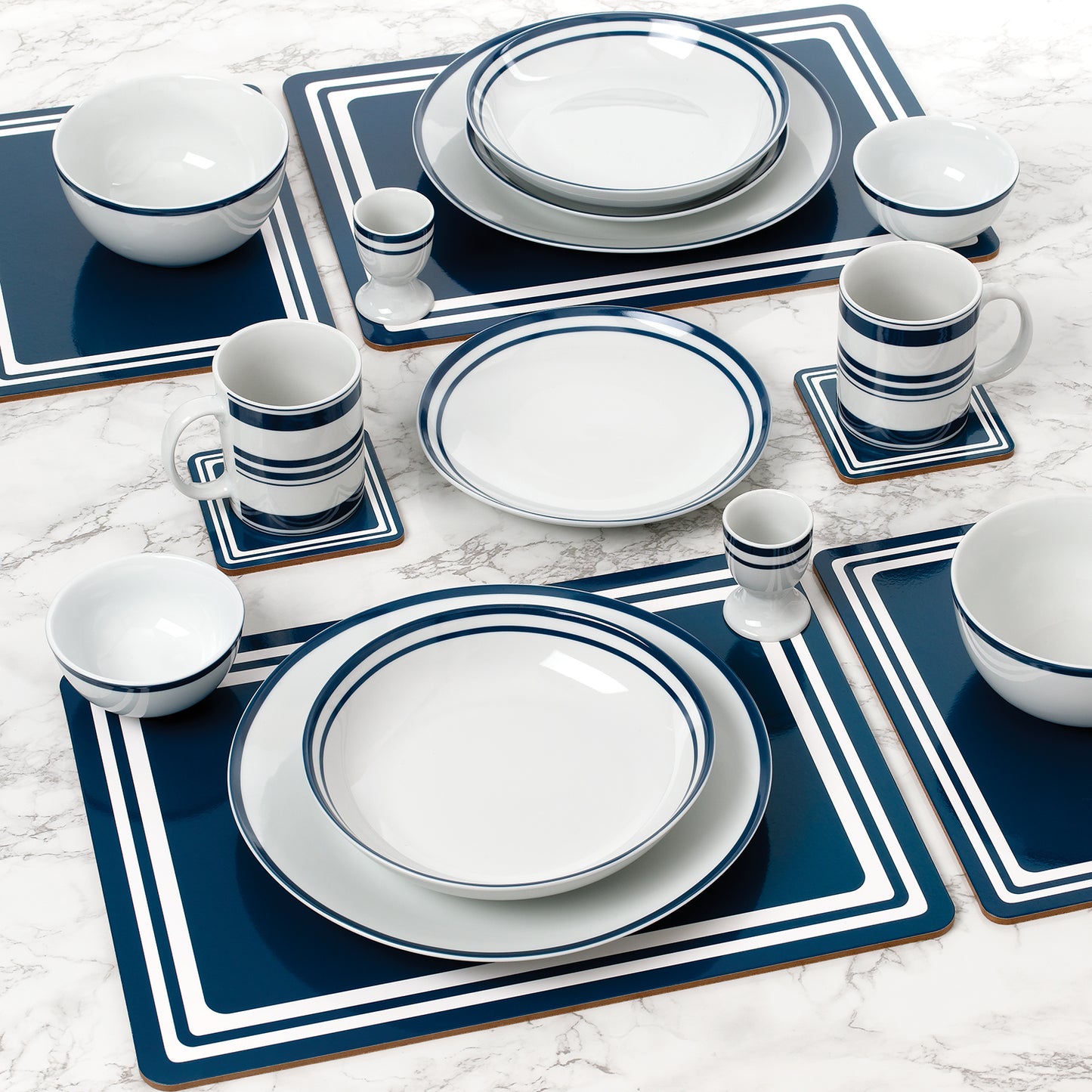COMBINATION Dinnerware Set - Blue Bistro, 56 Pieces