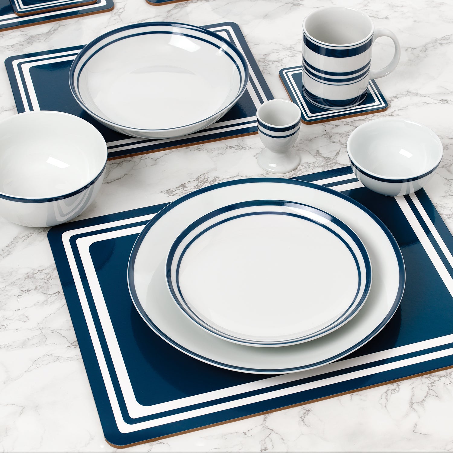 COMBINATION Dinnerware Set - Blue Bistro, 56 Pieces