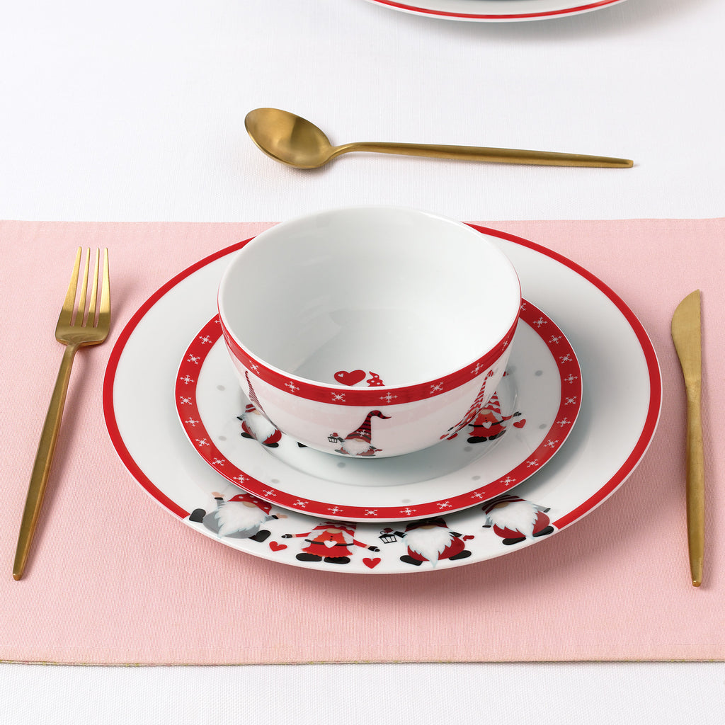 Nordic Gnome Porcelain Dinner Set, 12 Pieces